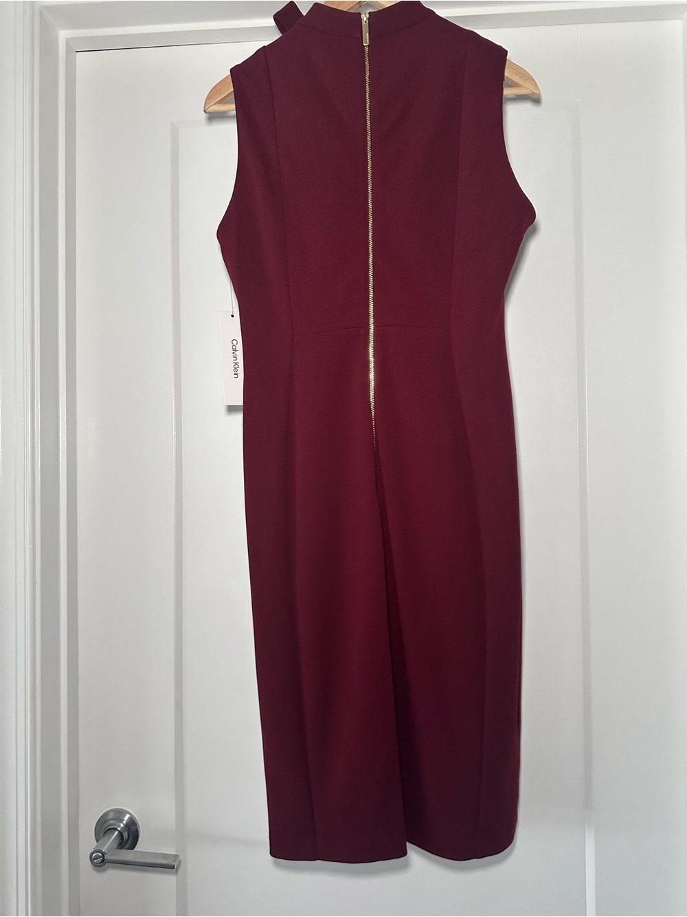 ❤️🤎 NWT! Maroon CALVIN KLEIN Sleeveless Tie Neck Dress - Size 14 - Picture 5 of 10
